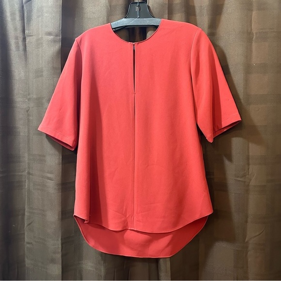 Theory Burnt Red Antazie Admiral Crepe Top S reg $265 Valentines! - Picture 5 of 8